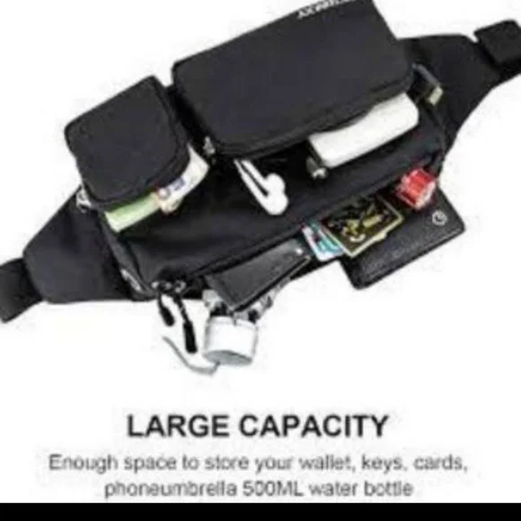 CXWMZY Black Unisex Waist Bag Fanny Pack - Picture 4 of 8